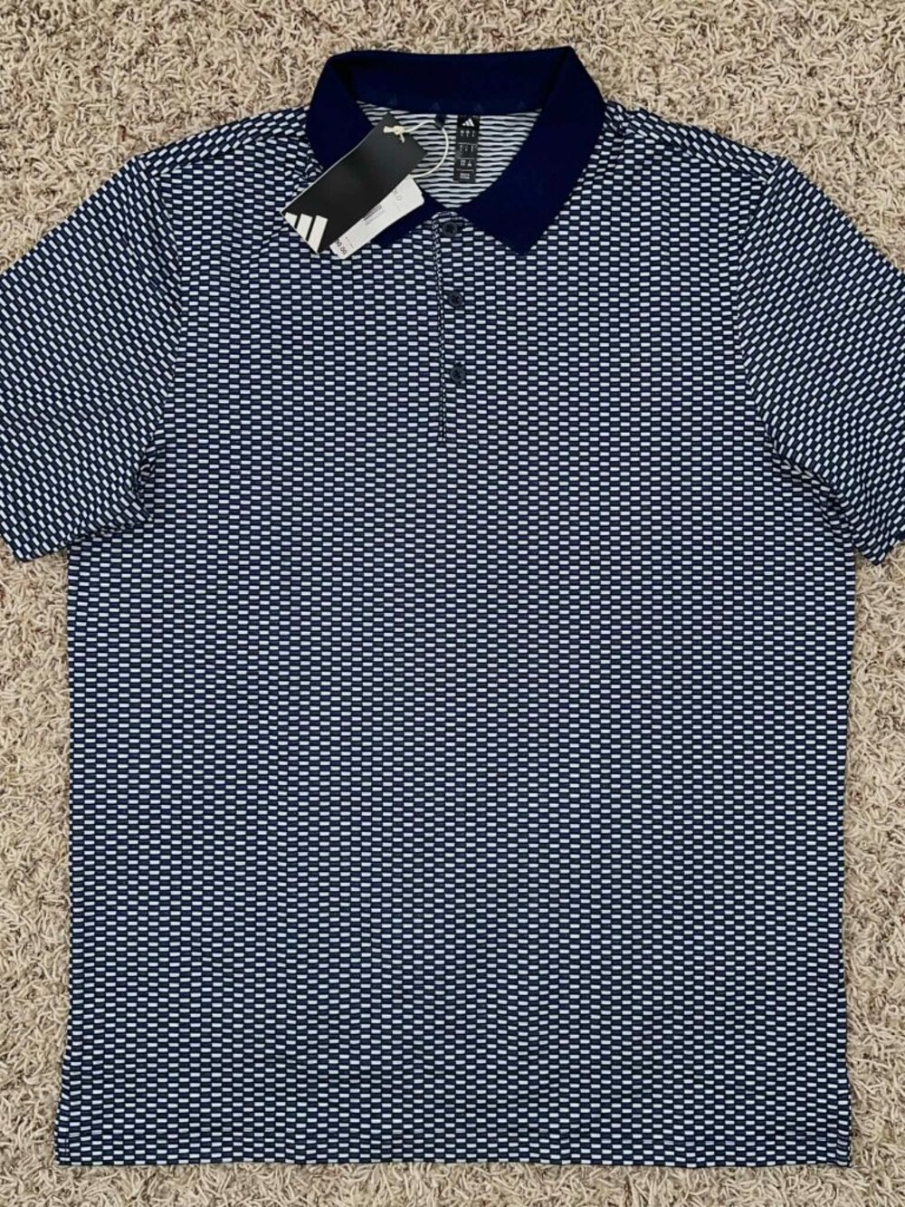 Adidas Men’s Beyond Textured Polo Shirt Navy, Size Large (New)